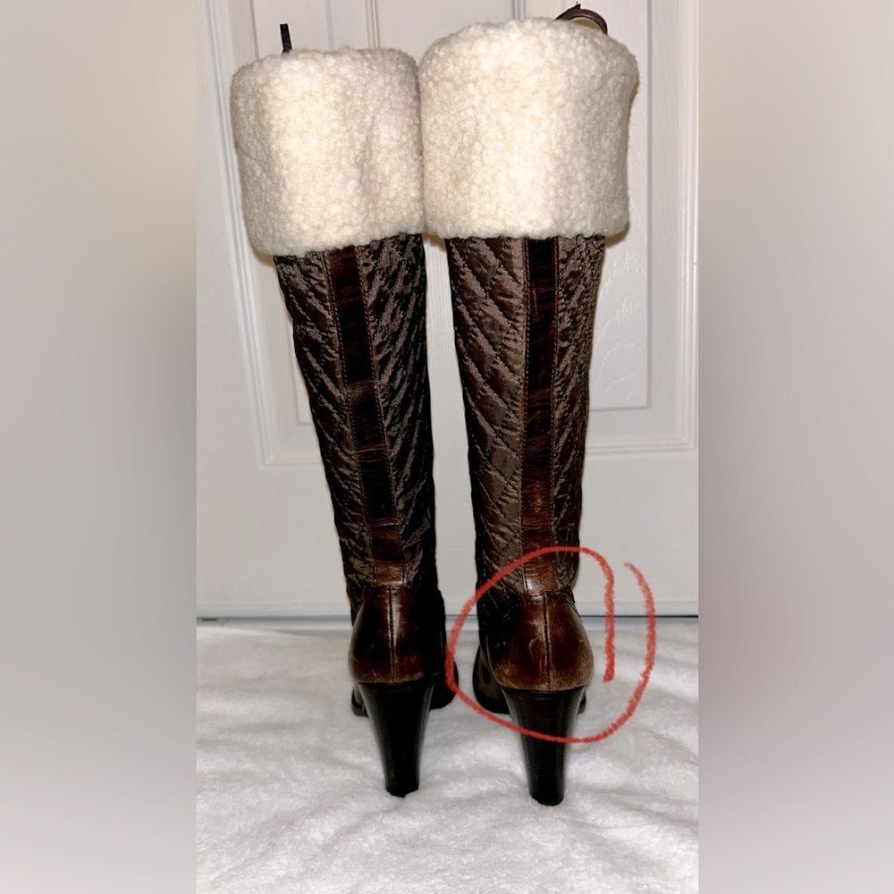 Michael kors winter lace up  leather quilted boots with fur. Size 7 , brown - Picture 9 of 15